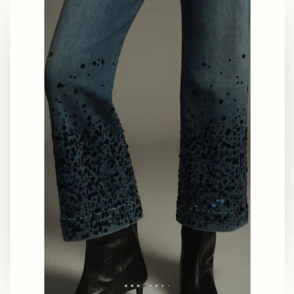 anthropologie The Colette Cropped High-Rise Wide-Leg Jeans by Maeve: Sequin 33 - Picture 3 of 10